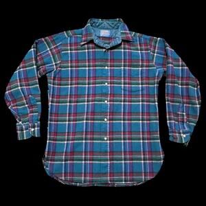 Vintage 70s 80s Pendleton Purple Blue Plaid Wool Flannel Button Down Shirt Sz M